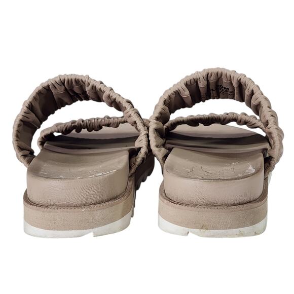 Sorel Slides Sandals sz 7 Women Roaming Two Strap Chunky Beige Tan White Stretch - Picture 5 of 13
